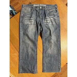 Vtg Xtreme Couture Jeans  Men's 40 X 27" Baggy Wide Leg Skater Embroidered Y2K